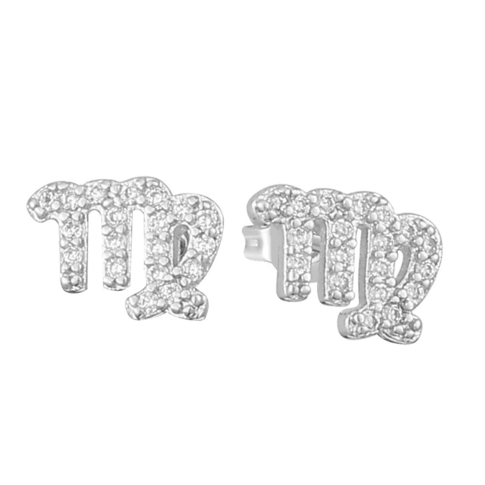 ⭐️2 for $30⭐️ Silver Rhinestone Zodiac Sign Virgo Stud Earrings